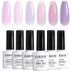 RARJSM Nude Gel Nail Polish Purple Glitter 6pcs Set 7.5ml
