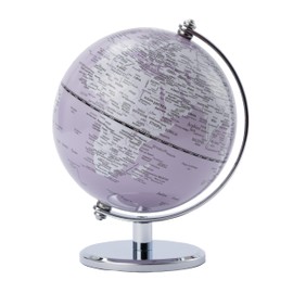 Globe with 13 cm Diameter - Gagarin - Chrome-plated Metal Base - Movable Axle - Light Purple, White - TROIKA Original