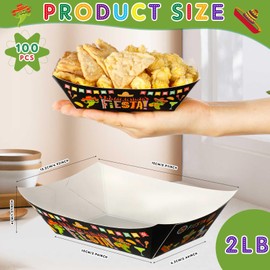 Gejoy 100 Bandejas de Comida de Papel Mexicanas Bandejas Desechables de Nacho de 2 Libras Decoraciones Temáticas Mexicanas de Día de Muertos Soporte de Cartón para Palomitas de Maíz para Cumpleaños