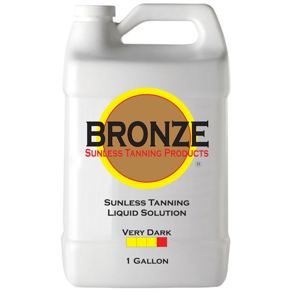 BRONZE – VERY DARK - Spray Tan Solution - Gallon - Sunless Self Tanning Liquid for Airbrush or HVLP System + INCLUDES: Applicator Mitt, Application Gloves and Best Fake Tanner Lotion Mousse Sample