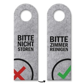 trendaffe - Please do not disturb or clean room door hanger with symbols in grey hotel