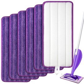 Reusable Mop Pads Compatible with Swiffer WetJet Mop, SealUncle Washable MicrofiberDry Wet Mopping Refill for 10"- 12" Spray Mops,All Purpose Floor Cleaning,6 Pack