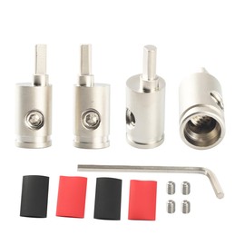 TIALECCI 4 Gauge to 8 Gauge Offset Reducer Nickel Plated Brass Amplifier Audio Amp Input Reducers 4PCS with Dual Wall Heat Shrink Tubing