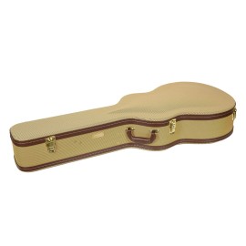Crossrock Hard-Shell Wood Case for 17” Archtop Acoustic Jazz Guitars-Tweed