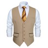 HISDERN Khaki Waistcoats for Men Classic Wedding Waistcoat Formal Business