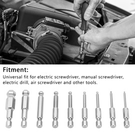 Aramox Ball Head Hex Screwdriver Bit, 9 Piece Hex Screwdriver Bit Set, Stainless Steel, Magnetic Ball Head Hex Bits, 1/4"