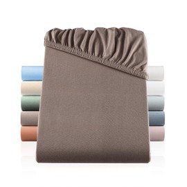 BaSaTex Bio Jersey Spannbettlaken 90x200 cm - Spannbetttuch aus 100% Bio Baumwolle GOTS-Zertifiziert - 90x200-100x200 cm - Farbe: Taupe
