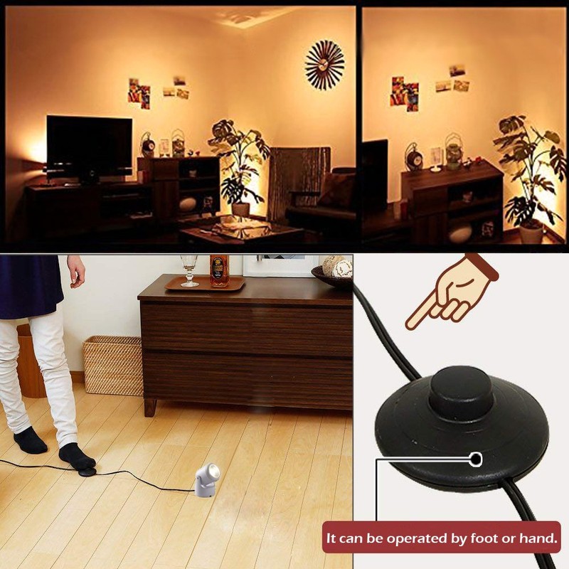 Kiven LED Accent Uplight w/Foot Switch， Handheld Sized Portable Spot