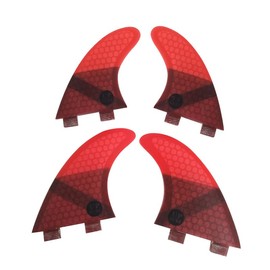 UPSURF Surfboard Fins Double Tabs K2.1 Size, Set of 4, Surfing Carbon (Red)