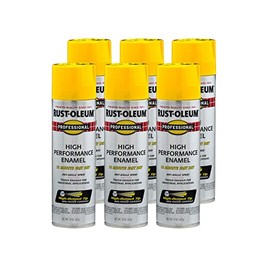 Rust-Oleum 7543838-6PK Professional High Performance Enamel Spray Paint, 15 Oz, Gloss Safety Yellow, 6 Pack