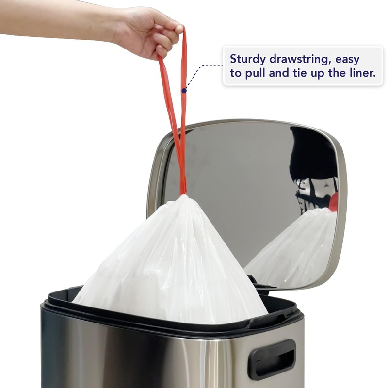 HygiCare Tall Kitchen Drawstring Trash Bags - 13 Gallons, 200