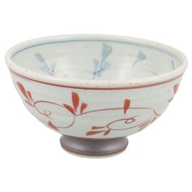 Hasamiyaki Issei Pottery Lightweight Rice Bowl, Small, Old Dyed Inside/Outer Arabesque 052585