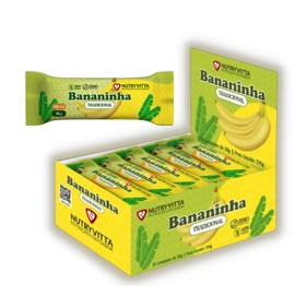 NutryVitta Banana Bar Traditional - Fruit Snack, Vegan, Gluten-Free, 1.06 OZ Bar, 24 Count