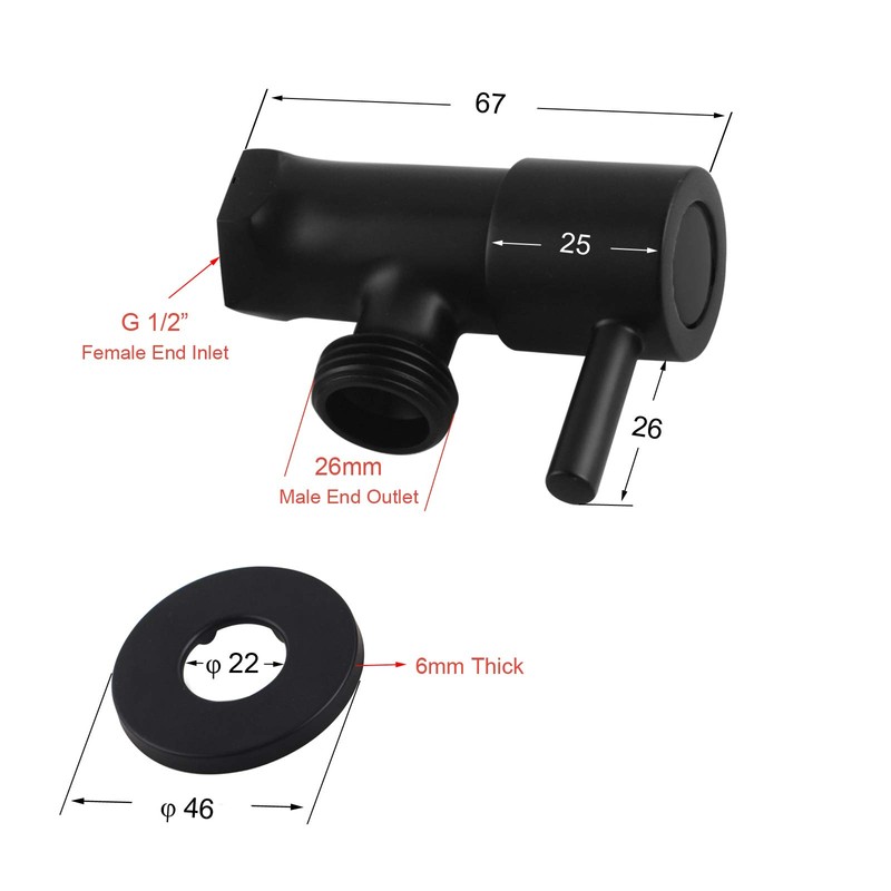 ACA International Black Brass Wall Mounted Washine Machine Stop Taps