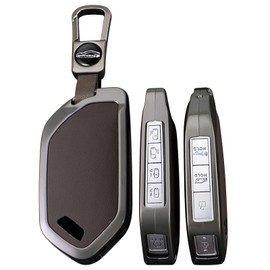 TECART Metal Smart Key Fob Cover Fit for 2023 -2024 Kia Telluride 5/6/7/8/9 Buttons Remote Key Case Holder Accessories Brown