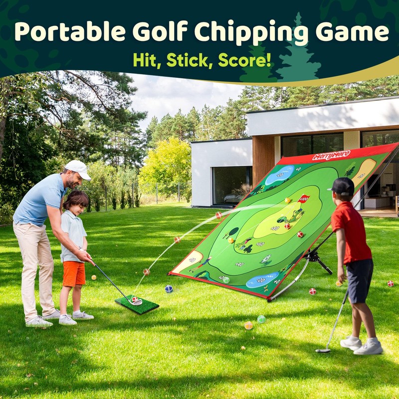 Golf Chipping Game Set : Portable 6-Angle Adjustable Practice Mat