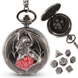 Banloga Mini DND Dice Set, 7 Pcs Metal Dice Set with Embossed Pattern, Dungeons and Dragons Dice for Role Playing Board Games(Dragon, Ancient Silver)