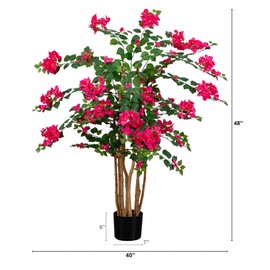Nearly Natural 4ft Artificial Deluxe Bougainvillea Tree - Faux Tree with Fuchsia Flowers - Indoor Decor - Realistic Greenery