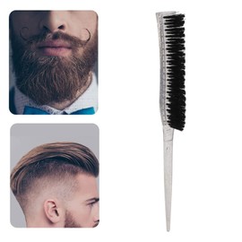 Hair Grooming Brush, Glitter Handle, Toupee Brush, Rat Tail Toupe Brush, Glitter Handle, Soft Nylon, Back Comb, Toupee Hair Brush for Combing Back (Silver)