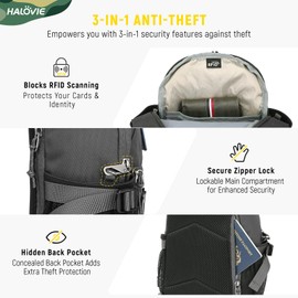 HALOVIE Tactical Shoulder Bag, Anti-Theft Shoulder Bag, Chest Bag, Men's Crossbody Sling Bag, Sports, Outdoor, Travel, gray