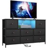 LYNCOHOME Black Dresser with Power Outlets and LED Lights, 43"