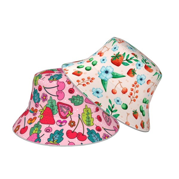Strawberry Bucket Hat, Foldable Fisherman Style, Women's Summer Sun Cap,