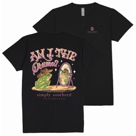 Simply Southern Am I The Drama? - Frog - Mirror - Adult T-Shirt (US, Alpha, Large, Regular, Regular, Black)