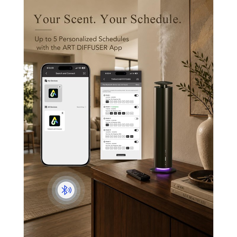 Hotel Waterless Essential Oil Diffuser Battery Powered 1500 Sq Ft
