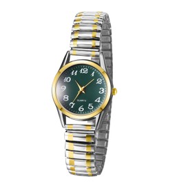 Avaner Watches Couples Elastic Wristwatches: Men's Watches Fashionable Women's Watches with Large Numbers Easy to Read Analogue Quartz Watch with Elastic Strap for Men Women Couples, Green (female),