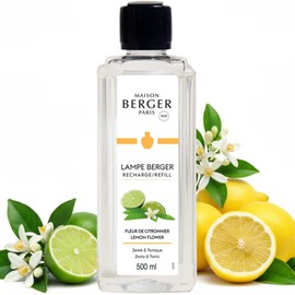 MAISON BERGER Lemon Flower Lampe Berger Refill, 500 ml (16.9 fl oz), 2-in-1 Catalytic System, Neutralizes Odors and Diffuses Fragrance, Lemon, Orange Blossom, Made in France