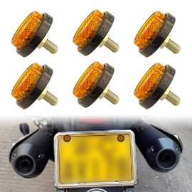Icyhaws 6PCS Motorcycle Reflectors License Plate Bolts and Nuts M5 Car Tag Screw Universal Motorcycle Bicycle Car Accessory Round Reflectors (Yellow)
