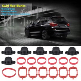Manifold Seals, Fydun Swivel Flap Blanks Bungs Car Engine Intake Swirl Flap Blanks Repair Kit with Seals Car Repair (6 x 22 mm Black)