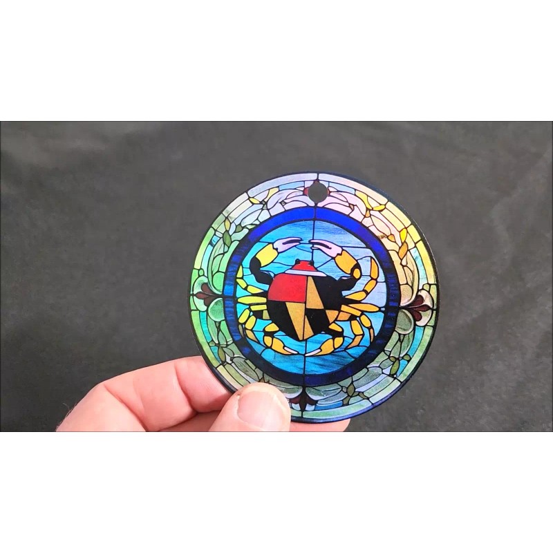Gulf Coast Laser Graphics Maryland Crab Holographic Stained Glass Design