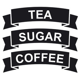 CRibbon Set of Coffee/Tea/Sugar Vinyl Stickers/Labels for storage jars canisters (BLACK)