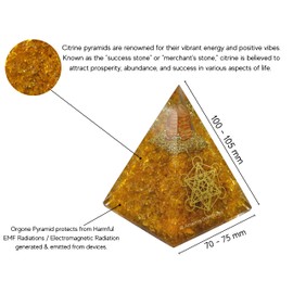 Amazing Gemstone Organite Orgone Pyramid Extra Large 105 MM - Orgone Energy Pyramid with Citrine Crystals and Healing Stone - Orgonite Pyramids Crystals and Positive Energy