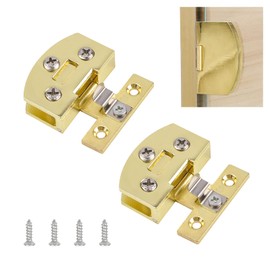 UFURMATE Door Hinge, 2Pcs Gold Unilateral Adjustable Glass Door Clamp Hinges Zinc Alloy Side-Mount Pivot Hinges 90 Degree Bright Clip Hinge Replacement Parts for 5-7mm Frameless Glass Cabinet Door