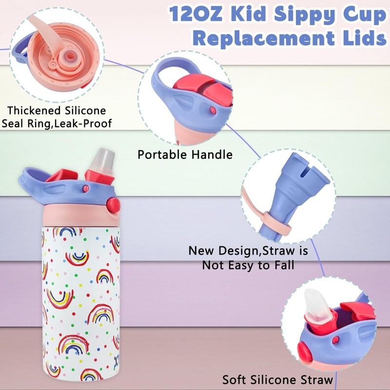 Amgkonp 12oz Replacement Lid with 2 Straw for Kid Tumbler,2