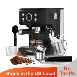Empstorm Household 20 Bar Cappuccino Espresso Coffee Maker Machine With Milk Frother Stock in the US Localvoltage (v): 110-120V, plug type: UK, color: Black
