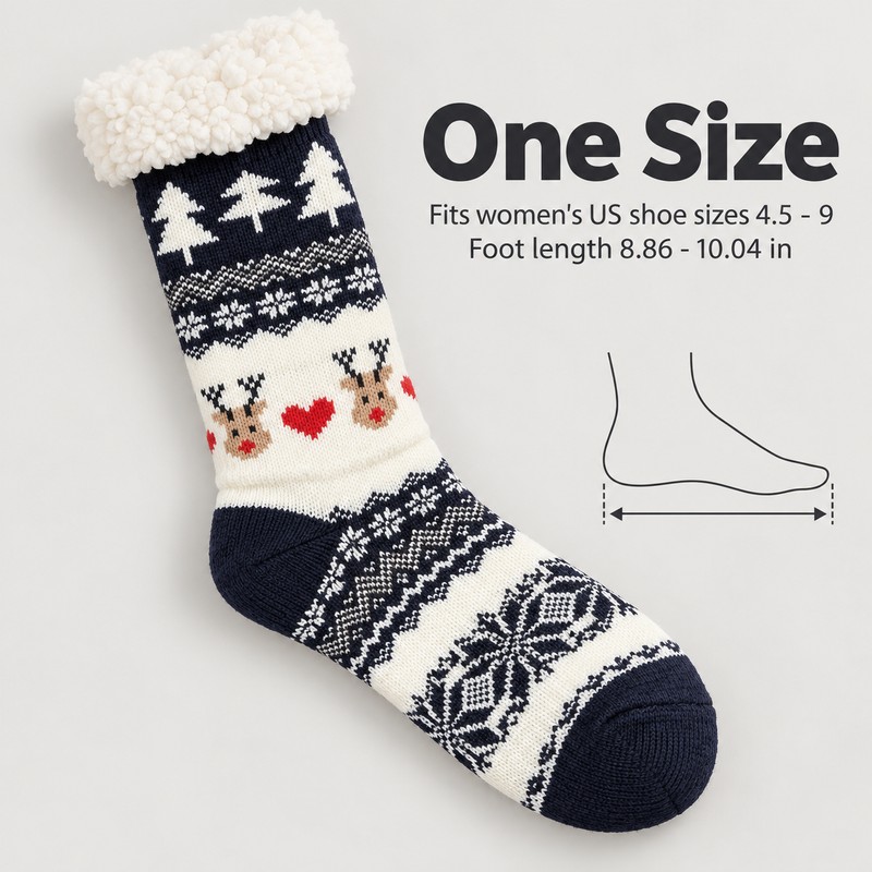 Women's Fuzzy Slipper Socks – Thick Plush Winter Socks with