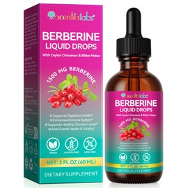 Berberine Supplement with Ceylon Cinnamon, Berberine Liquid Drops with Turmeric Curcumin, Ceylon Cinnamon, Bitter Melon, Digestive Health Support, Immune Support, 60ml
