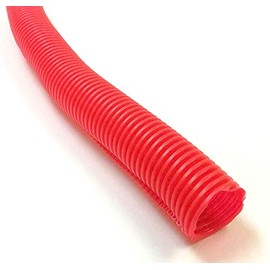 Electriduct 3/8" Split Wire Loom Tubing Polyethylene Corrugated Flexible Conduit (0.375 Inch ID) - Red - 25 Feet