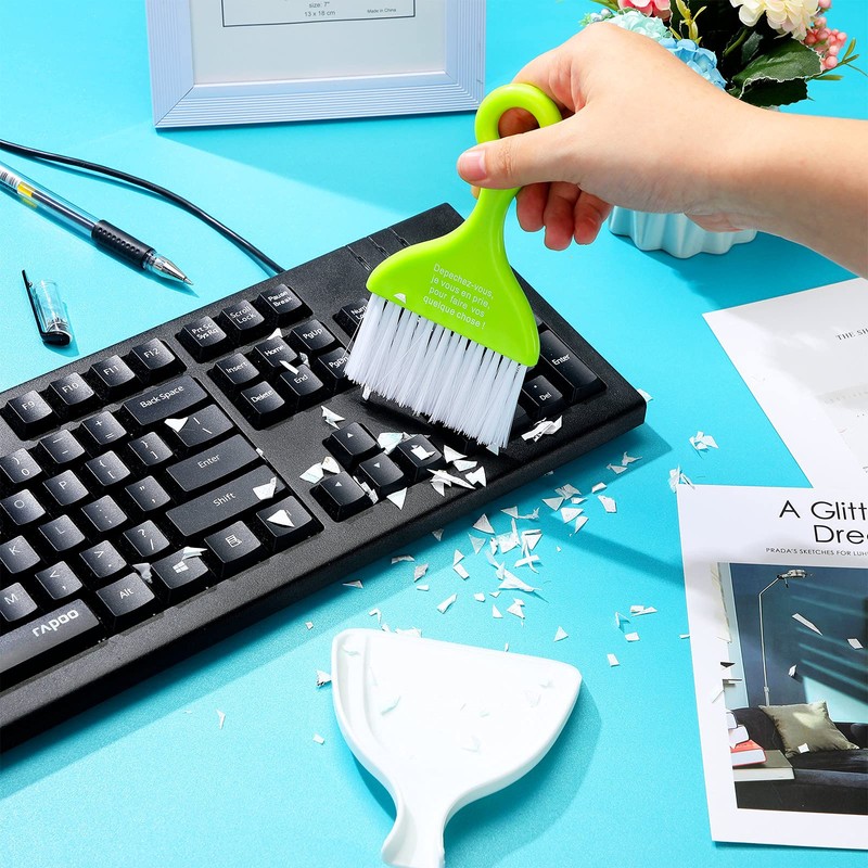 CHENGU 3 Pcs Mini Dustpan Set Brush for Table Whisk