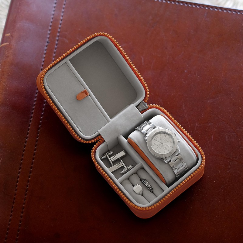 Stackers Orange Canvas Watch & Jewellery Box