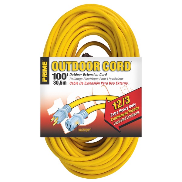 Prime EC511835 100-Foot 12/3 SJTW Jobsite Outdoor Extension Cord with