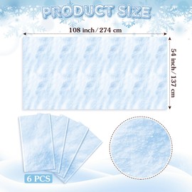 FuWeave 6 Pcs Christmas Fake Snow Snowflake Tablecloth Plastic Snowflake Table Cover 54 x 108 Inch Waterproof Decoration Snow Cover for Christmas Village Winter Holiday Birthday Party Supplies