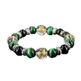 guri-ntaiga-ai & Onyx Braces Amulet 14 mm/10 mm Power Stone Gold Carved Four God Beast Crystal (Black Turtle, 白虎, Twins, Mysterious) Natural Stone Bracelet