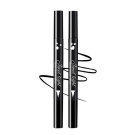 2PC Black Eye Pens with Motif Stamp and Eyeliner, Waterproof Eyeliner, Klare Linienführung, Lange Haltbarkeit, Leicht aufzutragen, Wischfest, for Eye Makeup for a Perfect Eye Wing