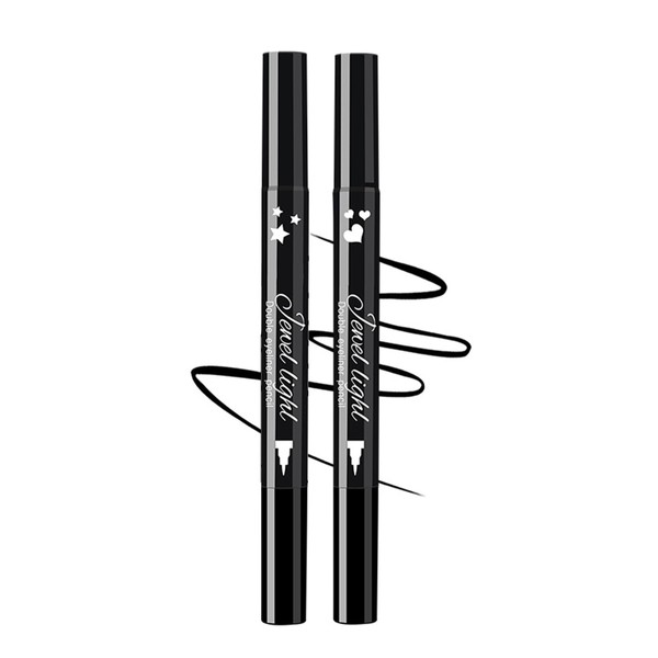 2PC Black Eye Pens with Motif Stamp and Eyeliner, Waterproof