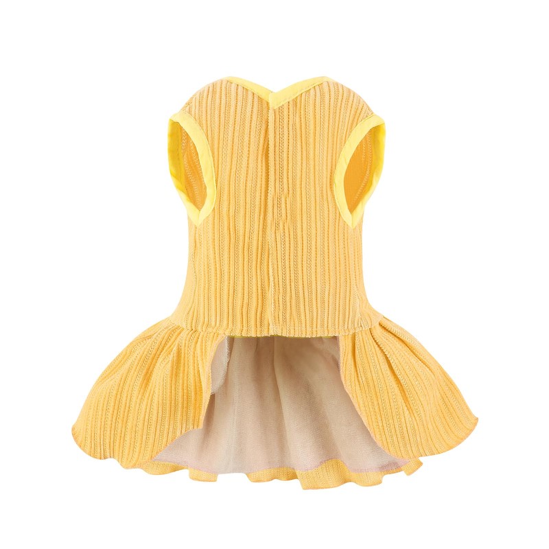 Dog Striped Dress,Pet Girl Bow Costume with Ring and Harness