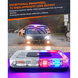 LUMENIX LED Roof Top Strobe Beacon Light Bar Rooftop Security Warning Emergency Flashing Cop Police Lights for First Responder POV Vehicles Trucks Cars - Red Blue